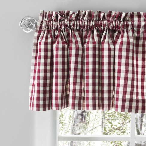 Ricardo Checkmate Rod Pocket Tailored Valance 100x15 Burgundy : Target