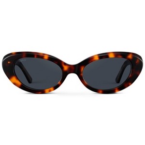 WMP Eyewear Womens Polarized Cat-Eye Sunglasses, Oval Lenses, Thick Rounded Frame, 5-Barrel Hinges - 1 of 4