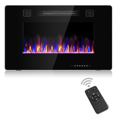Tangkula 30"/36"/42"/50"/60" Recessed Electric Fireplace 750W/1500W heater in Wall Remote Control w/Timer Available Flame
