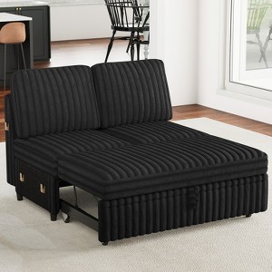 Belffin Corduroy Sleeper Sofa with Pull Out Bed Module Loveseat with Pullout Bed for Sectional Sofa Couch - 1 of 4