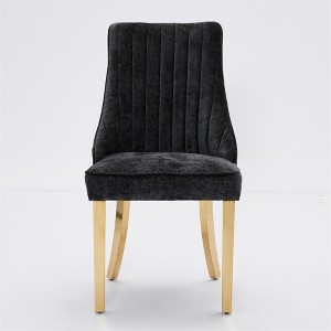 OUTSUPPLY Set of 2 Chenille Dining Chairs, High Back Upholstered Design with Metal Legs, Kitchen & Dining Room Chairs - 1 of 4