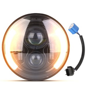 iMountek"7-Inch 40W LED Headlight with 3800LM Halo, DRL, Turn Light, High/Low Beam for Honda, Yamaha, Jeep"Black - 1 of 4