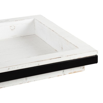 Lockridge Modern Industrial White Wood and Metal C-Table with Storage