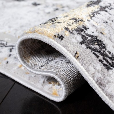 Reversible Grey and Gold Synthetic Area Rug 52" x 78"