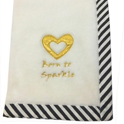 Bacati - Love Aztec Black/Gold Born to Sparkle Embroidered Blanket