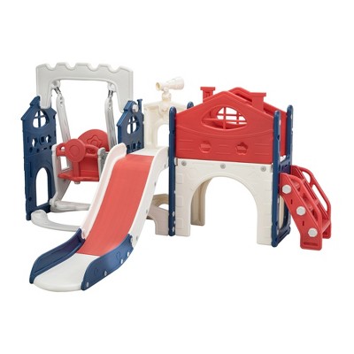 Infurnic Baby Activity Gyms Kids Slide and Swing Set, HDPE and ABS Materials, Indoor, Outdoor Use, Multicolored, 38"*16"*24"