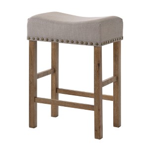 Backless Counter Height Stools with Upholstered Seat and Sturdy Wooden Legs, Ideal for Kitchens and Bars (Set of 2) - 1 of 4