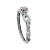 Ross-Simons Jade, 1.40 ct. t.w. White Topaz and .10 ct. t.w. Ruby Dragon Bangle Bracelet in Sterling Silver - 3 of 4