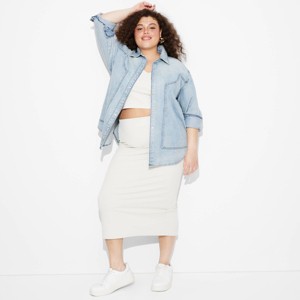 Women's Long Sleeve Oversized Denim Western Shirt - Wild Fable™ - 1 of 3