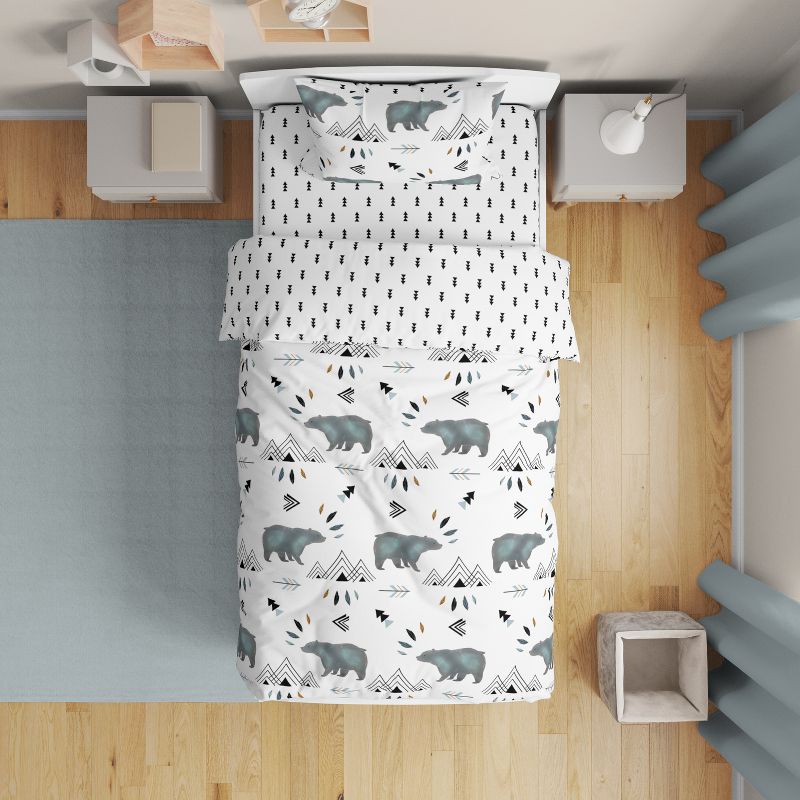 Sweet Jojo Designs Boy Toddler Bedding Set Bear Mountain White and Blue 5pc, 3 of 8