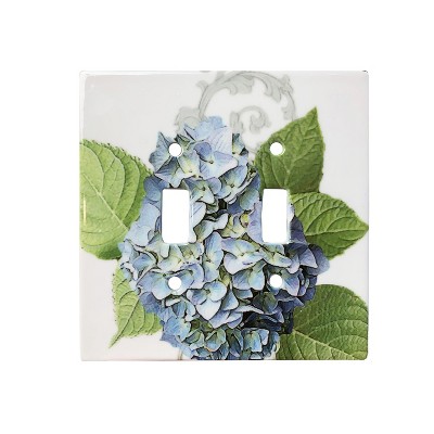 RightSide Designs Blue Hydrangea Standard Ceramic Switchplate