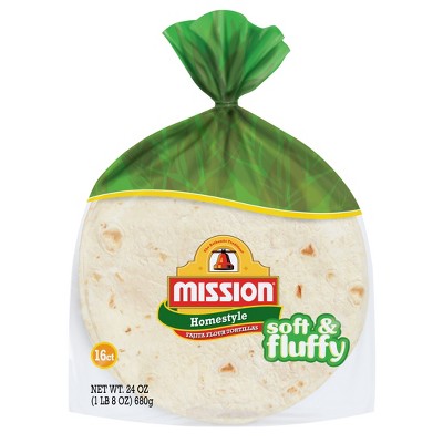 Mission Fajita Size Soft & Fluffy Homestyle Flour Tortillas - 24oz/16ct