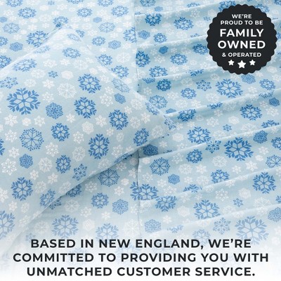 King Blue Snowflake Cotton Flannel Sheet Set