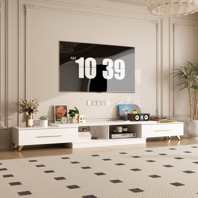 FUFU&GAGA Stylish Expandable TV Console with Drawers and Shelves for Home Entertainment
