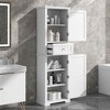 MAYEERTY Tall Bathroom Cabinet Freestanding Storage Drawer Adjustable Shelf MDF Painted White - 2 of 4