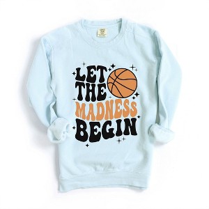 Simply Sage Market Women's Garment Dyed Graphic Sweatshirt Madness Begin Basketball - 1 of 4