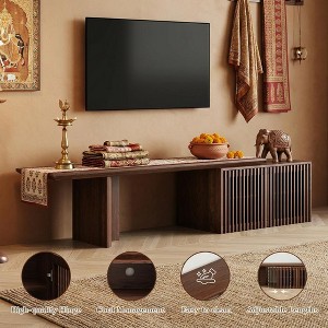 JVNOXK 85 Inch Walnut Expandable TV Cabinet, 60.6