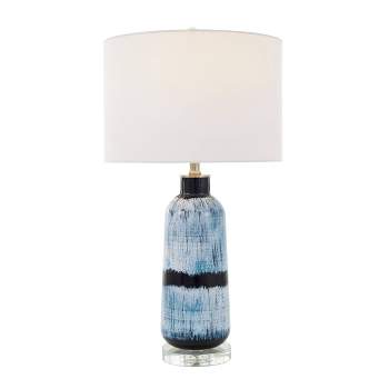 27"x14" Glass Abstract Brushed Accent Lamp with Glass Base Blue - Olivia & May