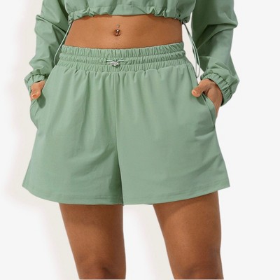 Anna-Kaci Active Women's High Waist Elastic Drawstring Casual Shorts with Relaxed Fit and Lightweight Fabric