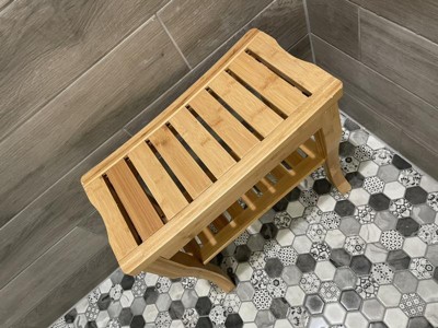 Sorbus 2 Tier Bamboo Corner Shower Stool With Shelf : Target