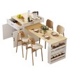 PDTEND 82.7" Kitchen Island with Extendable Dining Table, Power Outlet, 2 Drawers, 2 Side Open Shelves - 3 of 4