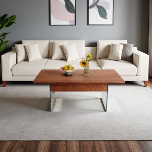 Multifunctional Lift-Top Coffee Table with Glass Legs - 1 of 4