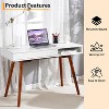Acekool 42" Mid-Century Modern Computer Desk with Drawer and Open Storage Cubby, Home Office Desk for Gaming, Study, Writing, White - 4 of 4