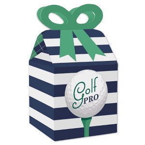 Big Dot of Happiness Par-Tee Time - Golf - Square Favor Gift Boxes - Birthday or Retirement Party Bow Boxes - Set of 12 - 1 of 4