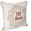 Give Thanks Wreath Pom Pom Pillow 18x18 - 3 of 4