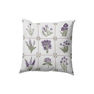 e by design 16"x16" Framed Field Flowers Square Throw Pillow: Indoor Polyester Twill, Sewn Seam Closure - 1 of 4