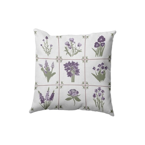 e by design 16"x16" Framed Field Flowers Square Throw Pillow: Indoor Polyester Twill, Sewn Seam Closure - image 1 of 4