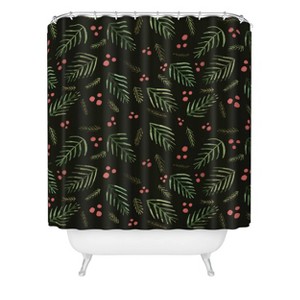 Angela Minca Xmas Branches Vintage Shower Curtain Green - Deny Designs: Festive Bathroom Decor, Machine Washable - 1 of 2