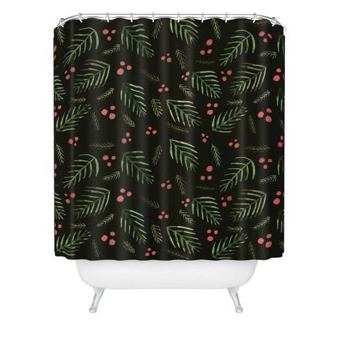 Angela Minca Xmas Branches Vintage Shower Curtain Green - Deny Designs: Festive Bathroom Decor, Machine Washable - image 1 of 2