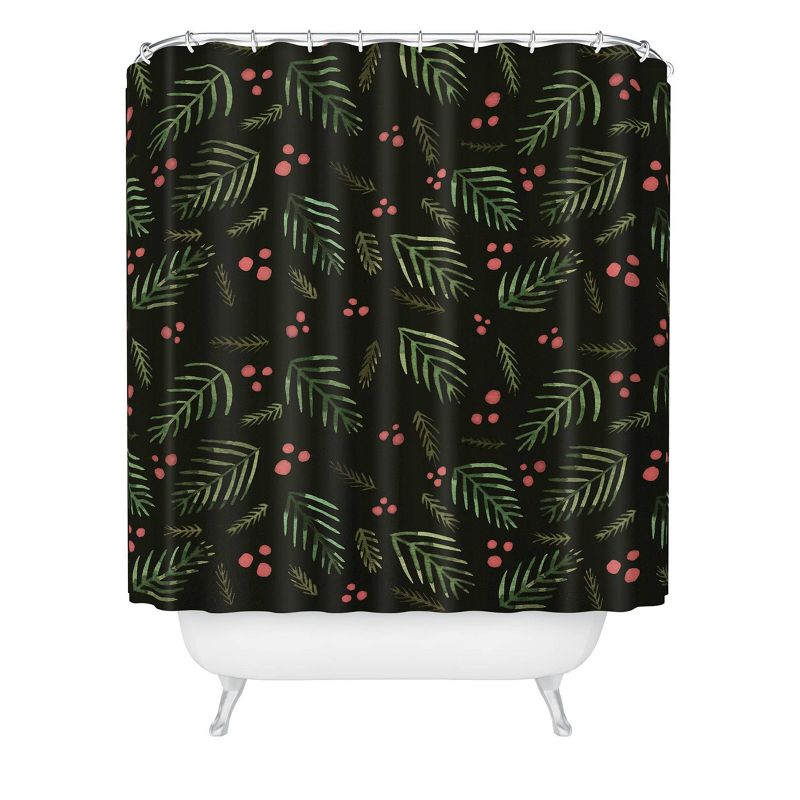 Angela Minca Xmas Branches Vintage Shower Curtain Green - Deny Designs, 1 of 4