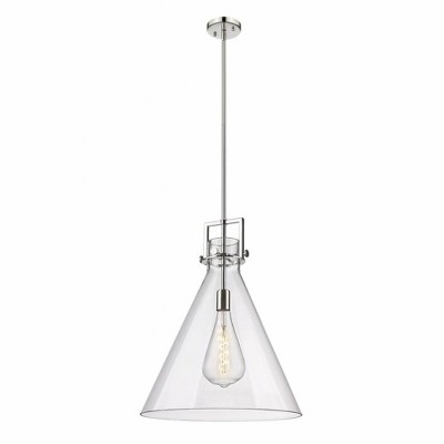 Newton Cone - 1 Light Stem Hung Pendant In Industrial Style-22.75 Inches Tall and 18 Inches Wide