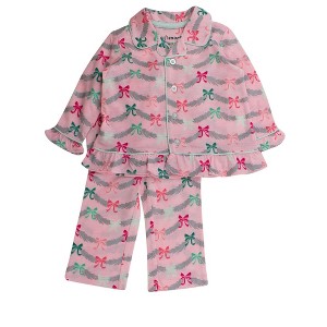 RuffleButts Toddler Girls Holiday Ruffle Flare Pajama Set - 1 of 4
