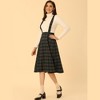 INSPIRE CHIC Women's Vintage Plaid A-Line Tartan Suspender Midi Skirt - 2 of 4