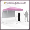 Costway 10 X 10FT Pop up Canopy Tent with 1 Sidewall, Portable Backpack, 4 Stakes Slant Leg Blue/White/Pinl/Gray - 3 of 4