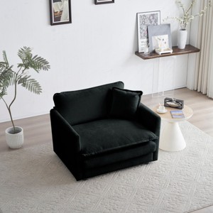 Comfy Oversized Single Sofa Chair, Deep Seat Chenille Armchair, Upholstered Accent Chair with Toss Pillow for Living Room or Bedroom - Koiai - 1 of 4