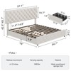 Full-size bed frame with 4 storage drawers, headboard, linen upholstery, diamond-stitched button tufting, no spring mattress required. - 2 of 4