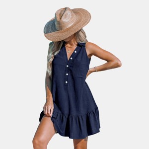 Women's V-Neck Ruffled Sleeveless Mini Dress - Cupshe - 1 of 4