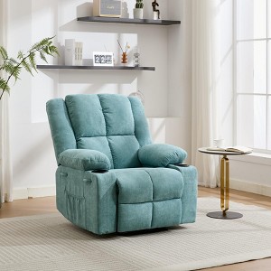 Reclinable Rocking Chair for Adults, Manual Recliner Chair with Cup Holder, Rocking Chairs with Massage and Heating, for Living Room, Bedroom - 1 of 4