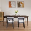 TOBILI Washed Blue Cotton-Linen Fabric Upholstered Dining Chair with Black Solid Wood Legs, Armless Chair Set of 2 for Kitchen, Restaurant, Living - 3 of 4