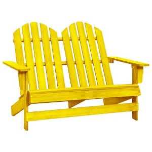 vidaXL 2-Seater Patio Adirondack Chair, Solid Wood Fir, Yellow - 1 of 4