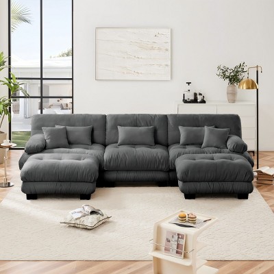 Sectional Couch With 2 Ottomans,Luxury Modular Sectional Sofa Couch,Oversized U Shaped Cloud Couch For Living Room-Maison Boucle