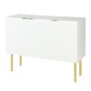 TROPOW White Wood 1 White Rectangular Minimalism Sideboard Buffet Cabinet Accent Cabinet with 3 Doors Shelves Buffet Cabinet for Kitchen,White - 3 of 4