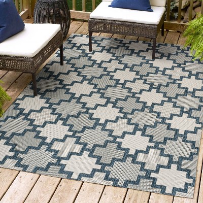 Cyrus Modern Geometric Tile Pattern Indoor/Outdoor Area Rug - JONATHAN Y