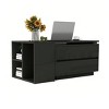Convertible Wooden Extandable LED Coffee Table with 4 Storage Drawers & Open Shelves For Living Room Black - 2 of 4