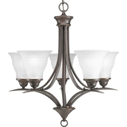 Progress Lighting Trinity 5-Light Chandelier, Steel, Antique Bronze, Etched Glass Shades - image 1 of 2