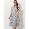 Allegra K Women's Floral Print Summer A-Line Knee Length Sleeveless Pleated Dress - image 3 of 4